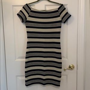 Tight fitting off shoulder dress